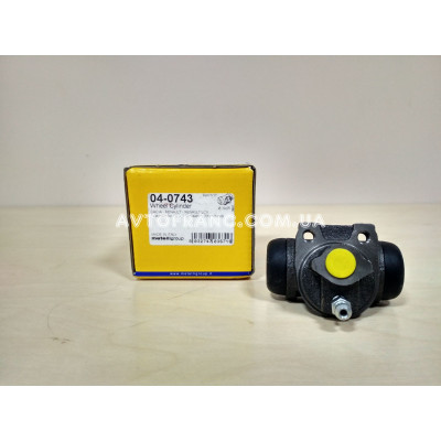 Циліндр гальмівний робочий Renault Symbol, Clio 2 (2001-2008) METELLI 04-0743 Оригінальний номер: 7701044850
